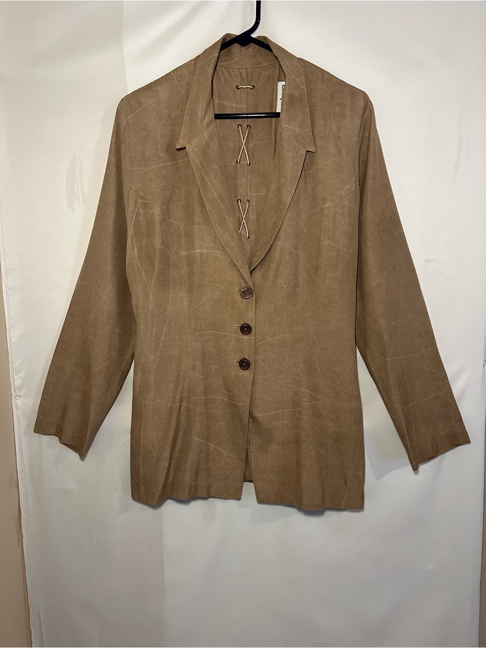 Tan Suede-Look Women’s Blazer Jacket